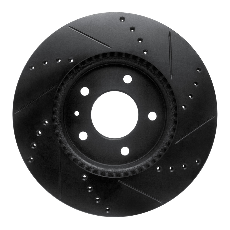 Chevrolet Captiva Brake Rotor (1) - Front Left - R1 Concepts - Drilled & Slotted - Black - `07-`15